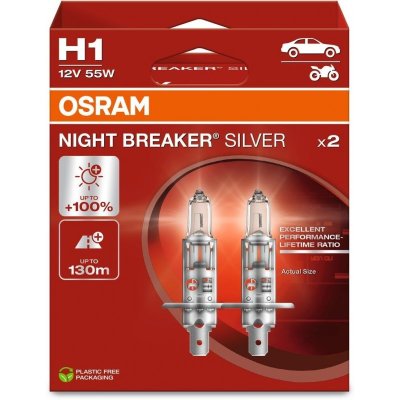 OSRAM NIGHT BREAKER SILVER H1 3200K 55W 12V 2PCS