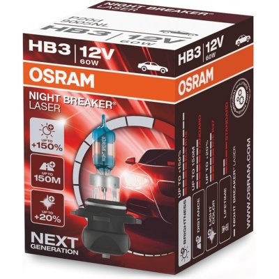 OSRAM NIGHT BREAKER LASER +150% HB3 3200K 60W 12V 
