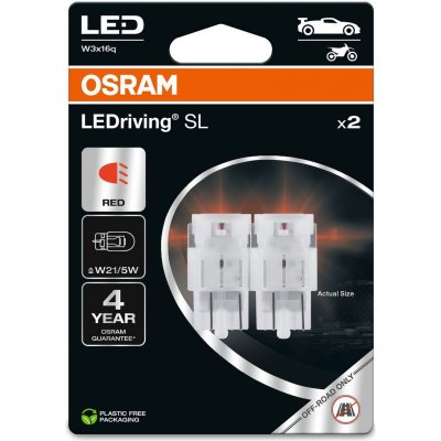 OSRAM RED W21/5W LED 1,7W 12V 2PCS