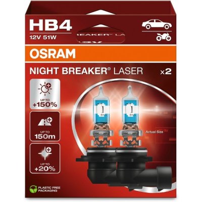 OSRAM NIGHT BREAKER LASER +150% HB4 51W 12V 2PCS