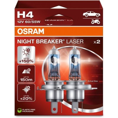 OSRAM NIGHT BREAKER LASER +150% H4 3900K 60/55W 12V 2PCS
