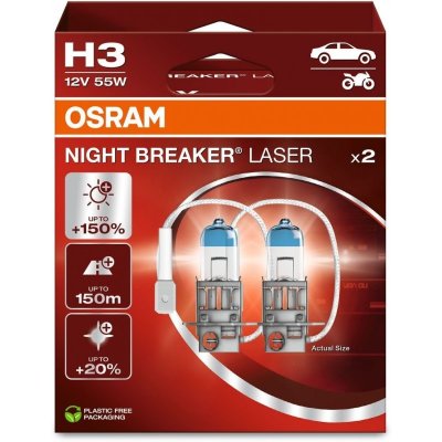 OSRAM NIGHT BREAKER LASER +150% H3 55W 12V 2PCS