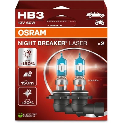 OSRAM NIGHT BREAKER LASER +150% HB3 3200K 60W 12V 2PCS