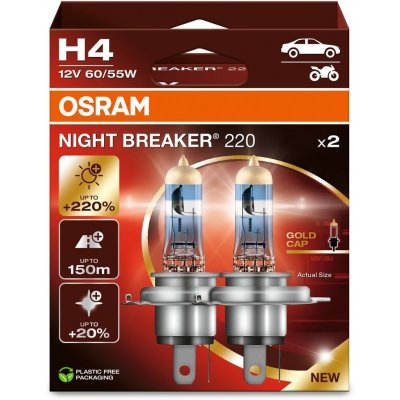 OSRAM NIGHT BREAKER +220% H4 60/55W 12V 2PCS
